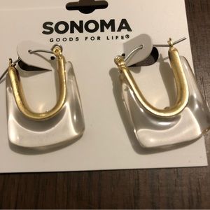 1” Sonoma Square Clear Gold Hoop earrings #B62